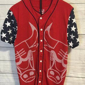 Chicago Bulls Button up Jersey T-Shirt NBA XL Large Stars and Stripes